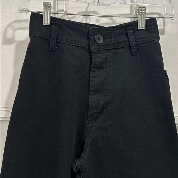 Zara The Marine High Rise Wide Leg Raw Hem Black Jeans - Size 0 - Picture 10 of 12